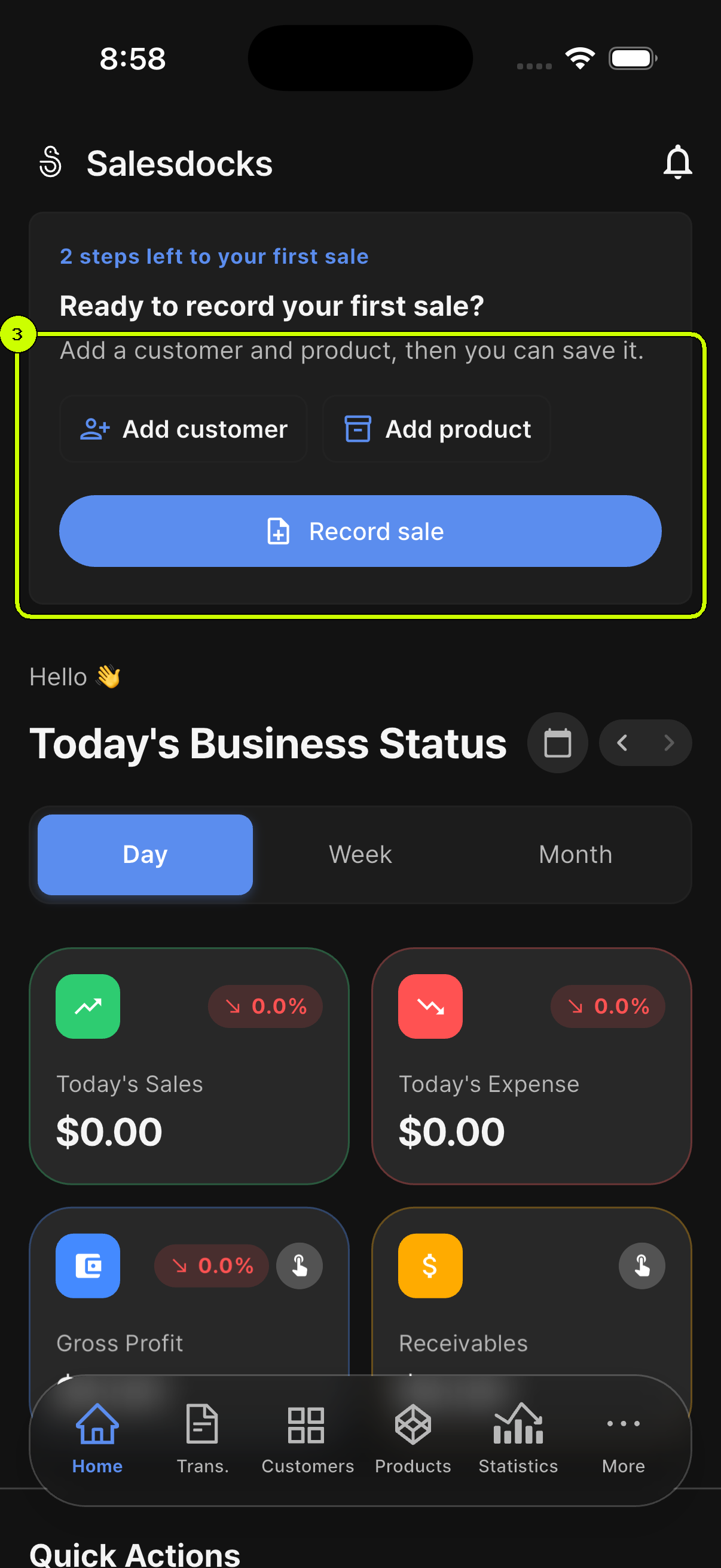 SalesDocks English team home screen after the team is created